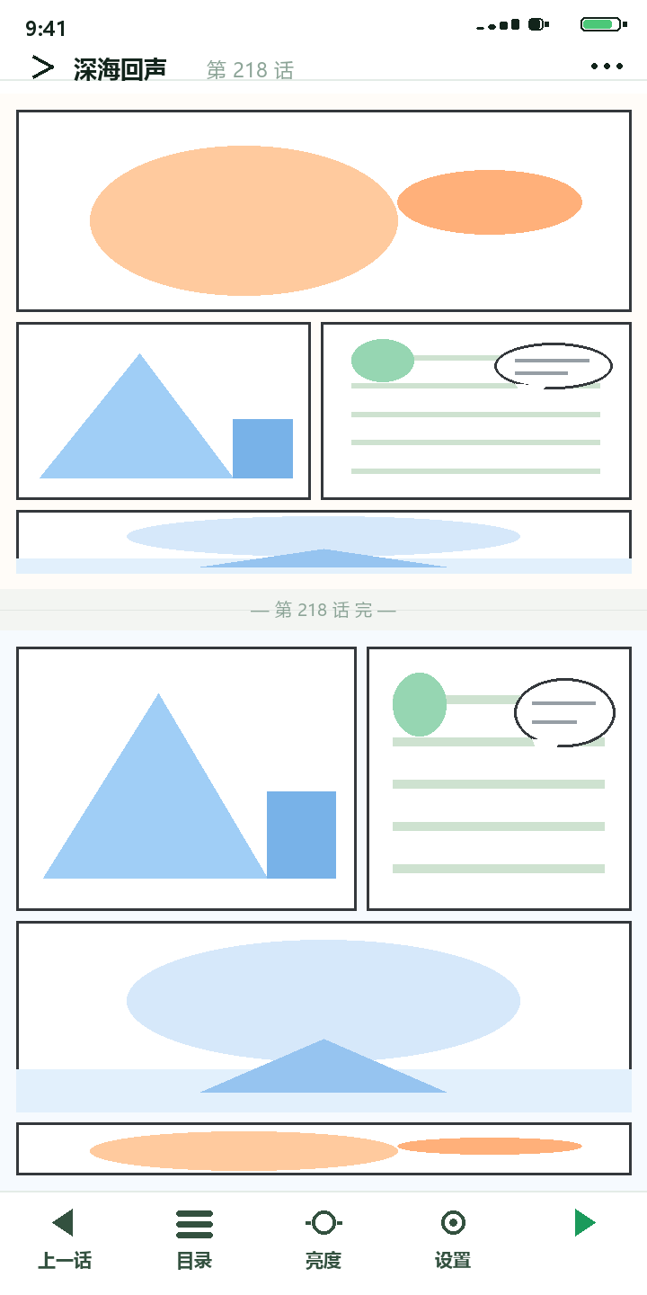 拷贝漫画 阅读界面中下拉式分镜页面